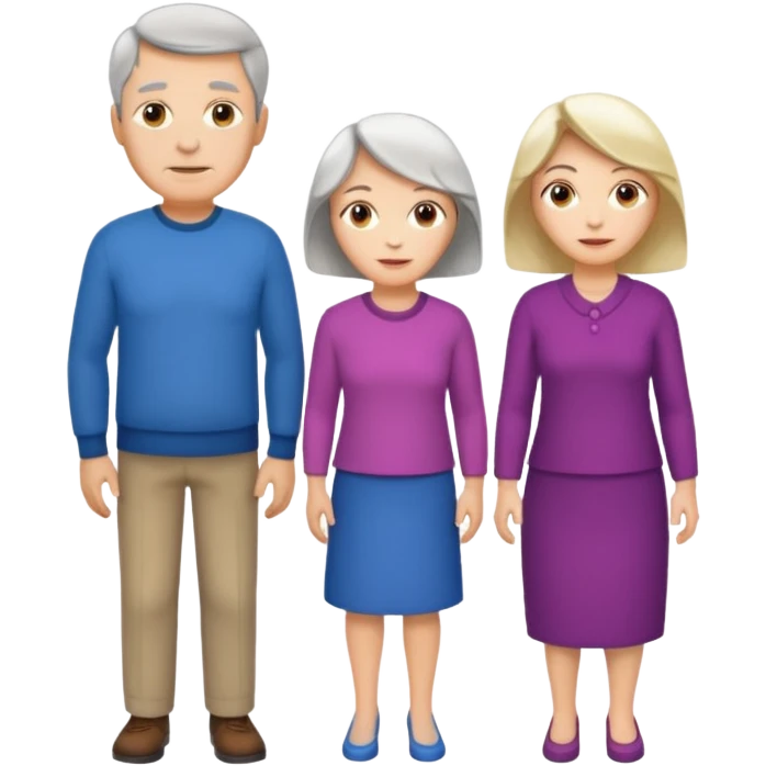 Boy, middle age, old age, old age women, middle age, girl. Standing side by side. emoji