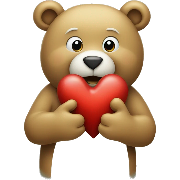 Smiling Christmas bear holding christmas heart with two hands emoji