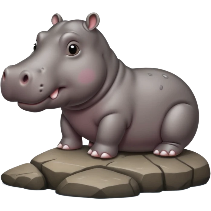 hippo on rock emoji