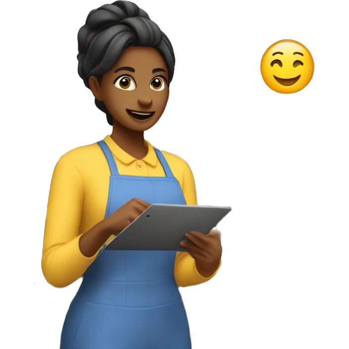 Female Retail worker bragging to other stores  about making budget  emoji