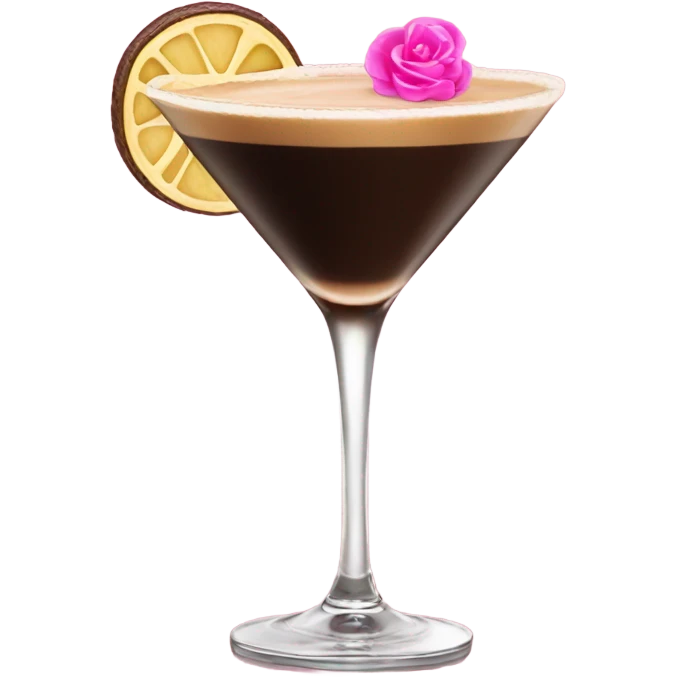 Espresso martini with pink garnish  emoji