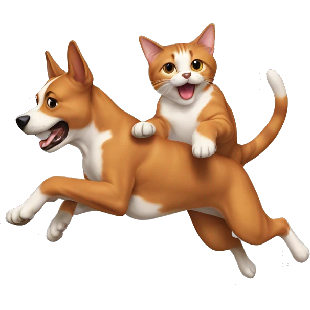 Dog jumping a cat emoji