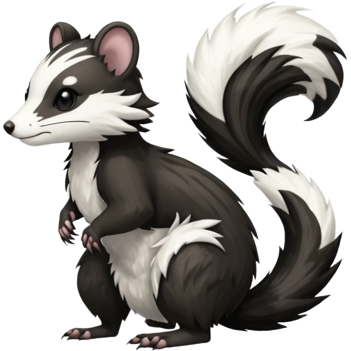 Trico-Sergal-Skunk-Ferret-Furret-Marsupial-Vernid-fusion-Fakemon-animal-hybrid-creature, full body emoji