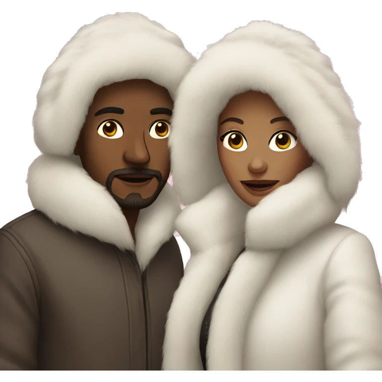 White couple in long fur coats emoji