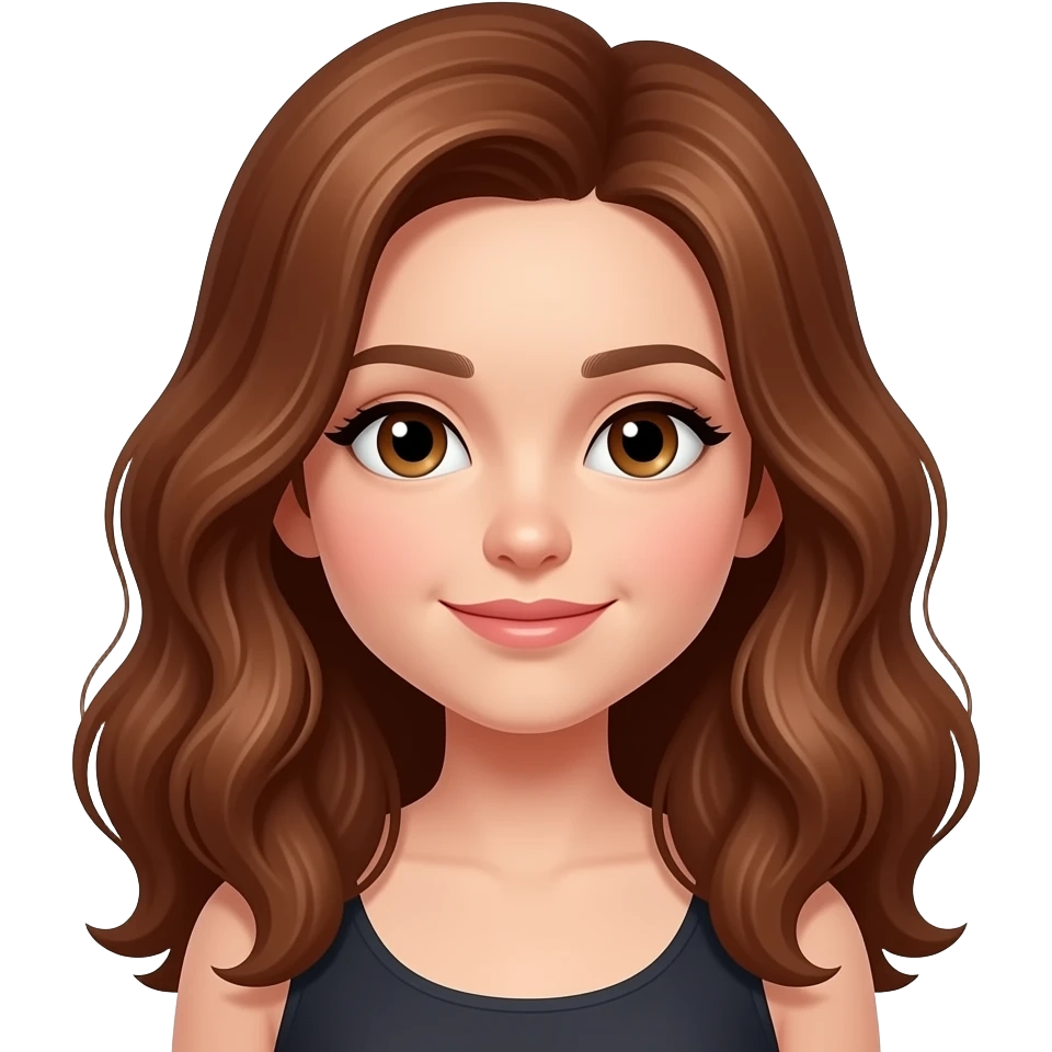 fille avc les cheveux chatins ondulés emoji