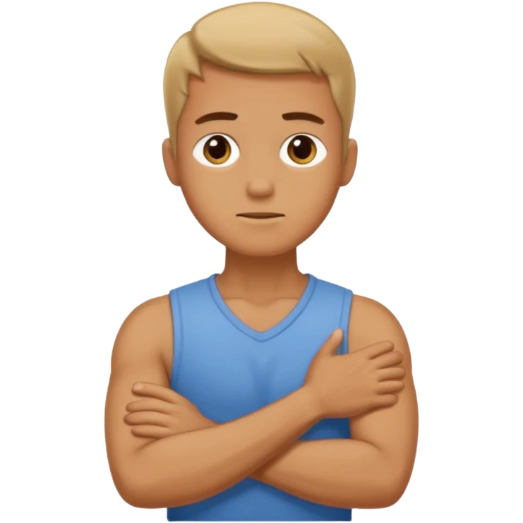 guy crossed arms hold neck  emoji