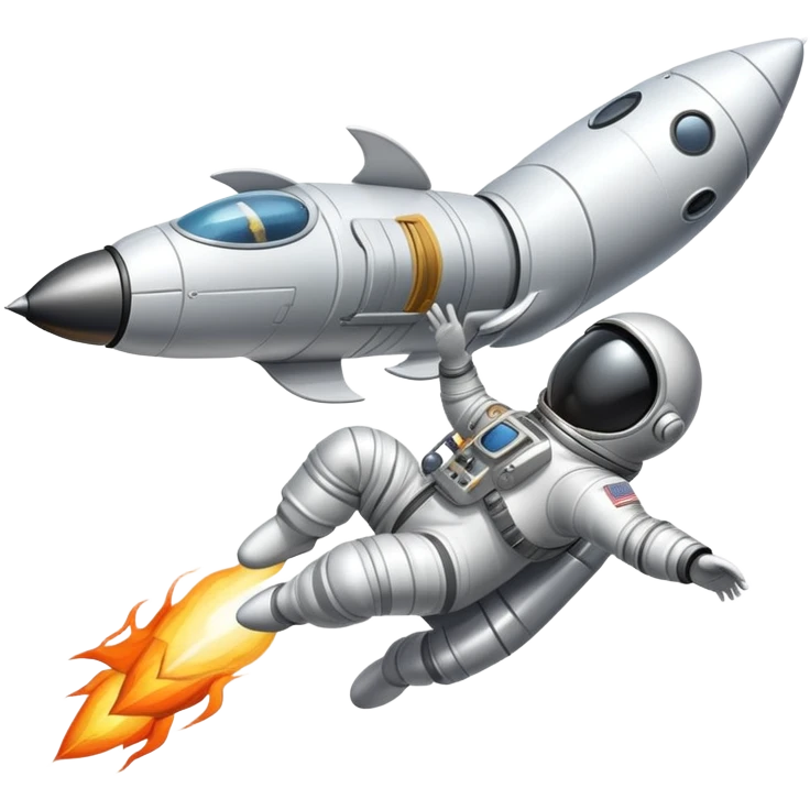 A rocket ship blasting off with a Loon in a spacesuit riding it emoji