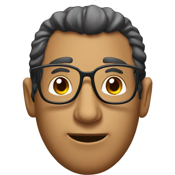 Chico trigueño con semirulos y lentes trasparentes emoji