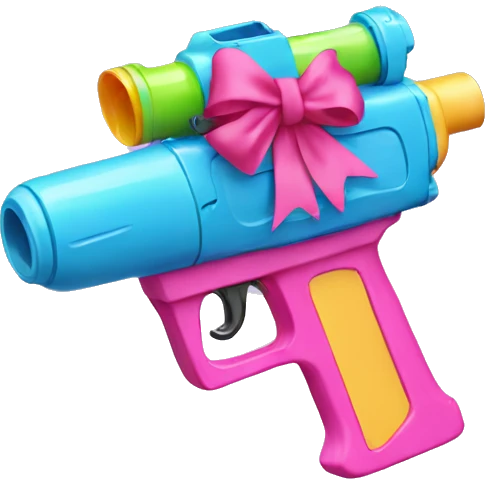 Water gun with pink ribbon bow around it emoji