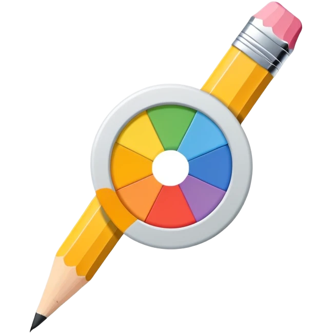 digital graphic template with a pencil, crop icon, and color palette tools around it emoji