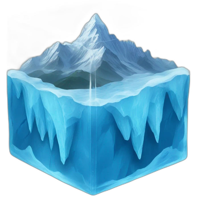 mountains in a blue ice cube emoji
