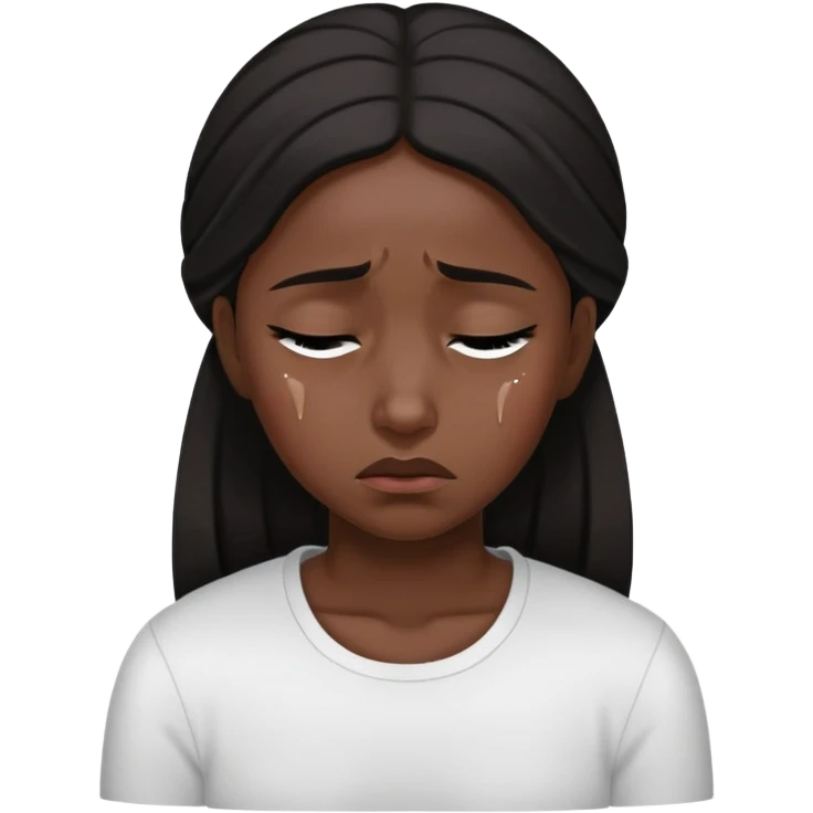 black dark girl super sad crying eyes closed dark hair emoji