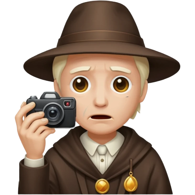 Enigmatic Conjurer holding camera and crying emoji
