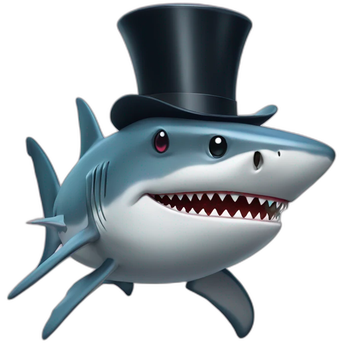 Shark with a top hat emoji