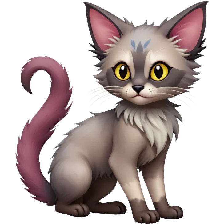 Colorful exotic Fantasy-Ragdoll-Fakémon-Lykoi-feline-hybrid (full body) emoji