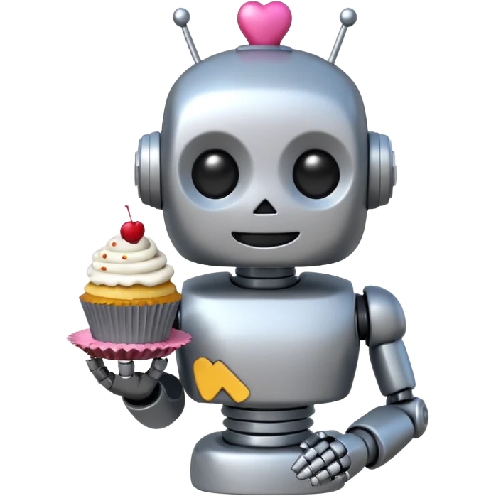 The robot is holding dessert in its hands, 3d emoji emoji