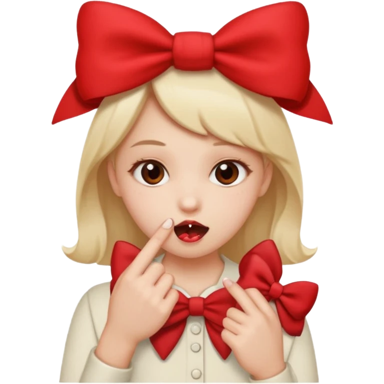 Emoji que se este mordiendo el dedo y que la persona tenga un moño coqueto emoji