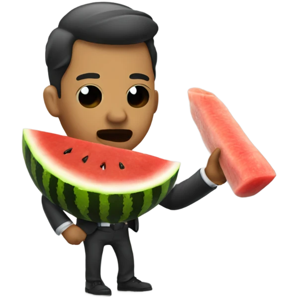 emoji of a gangster man eating a watermelon and chicken leg emoji