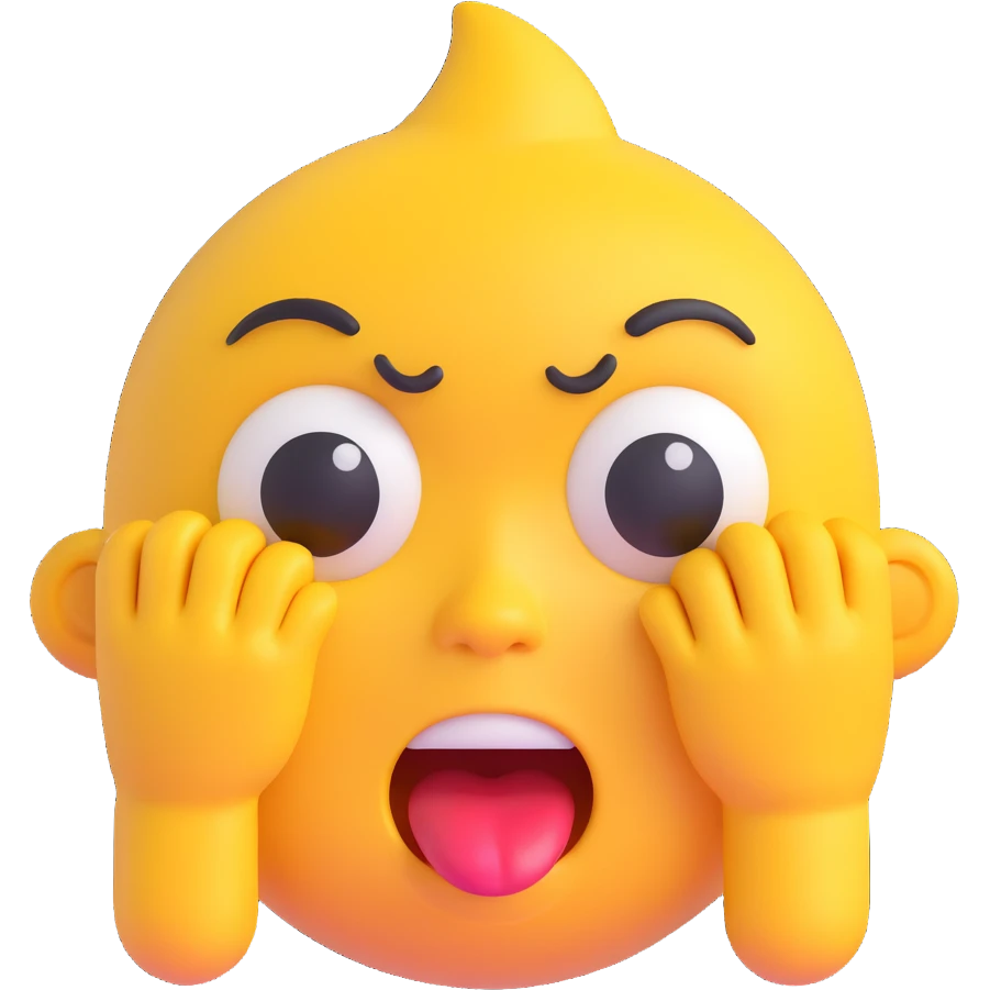 yellow head emoji with wild crazy expression, crying with big tears, exaggerated features emoji