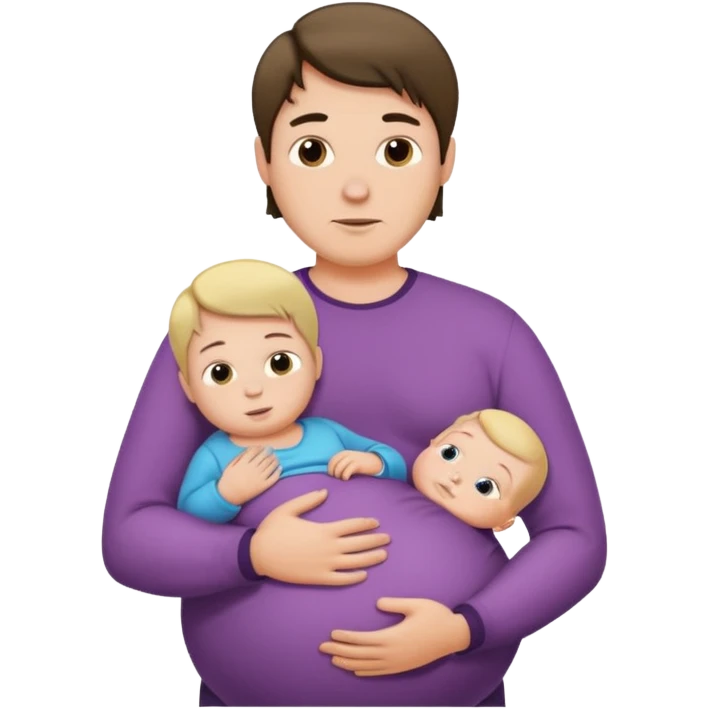 a pregnant man with middle parted hair emoji