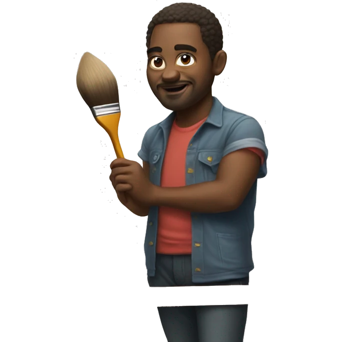 artist with a art brush and painting on a canvas emoji