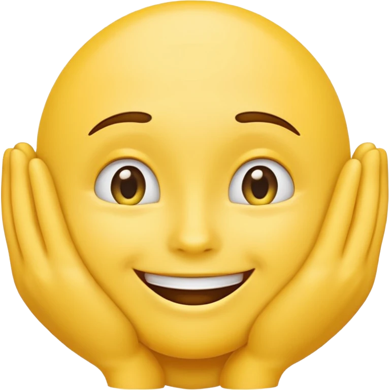 yellow emoji, smiling with both hands under chin emoji
