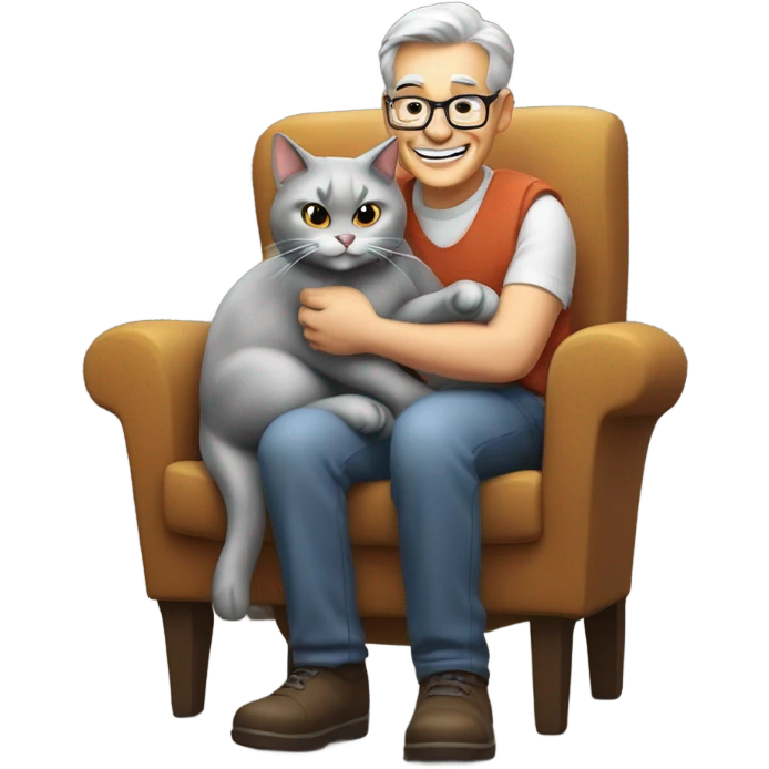 Old cat farting on a man emoji
