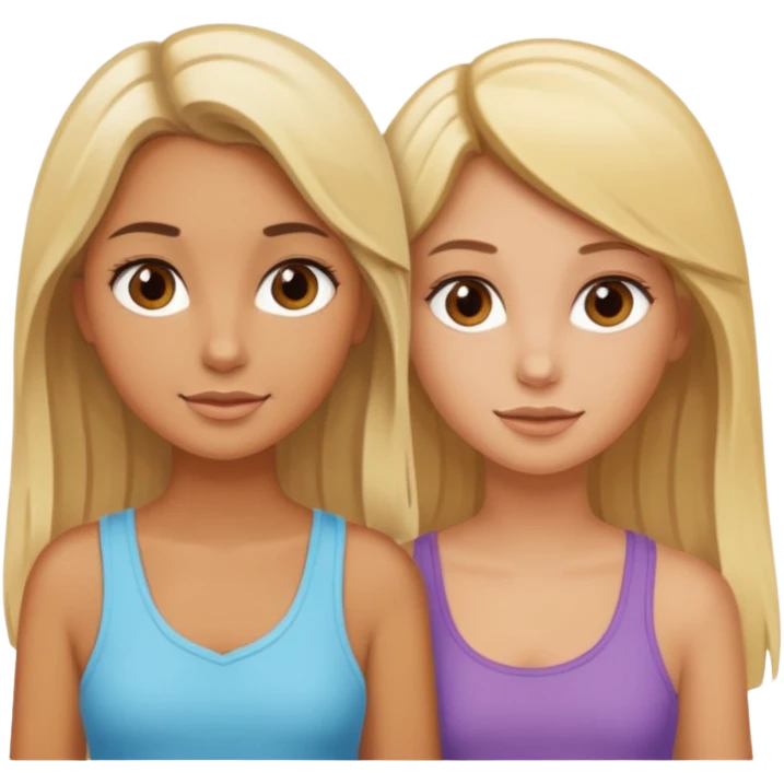 Gebräuntes Mädchen mit blonden Haaren und ihrer gebräunte braunhaarige Bestie  emoji