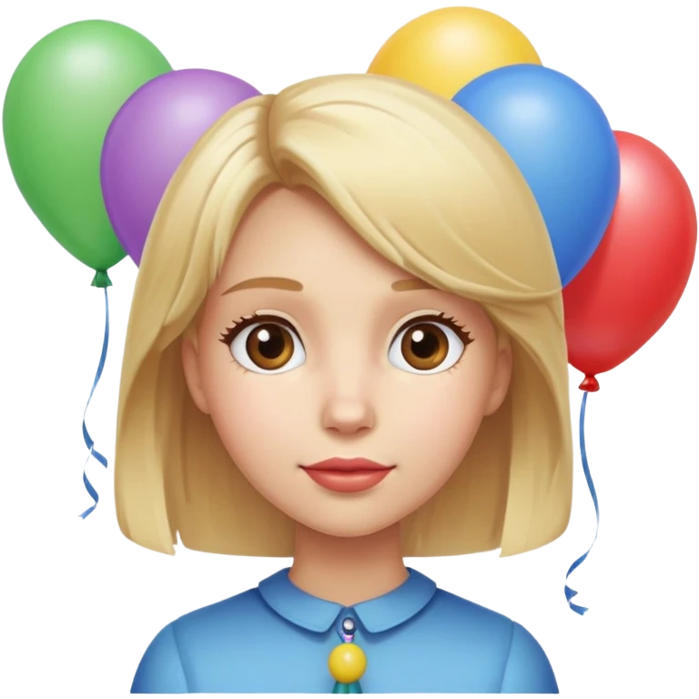 Birthday girl with blond hair and ballons emoji