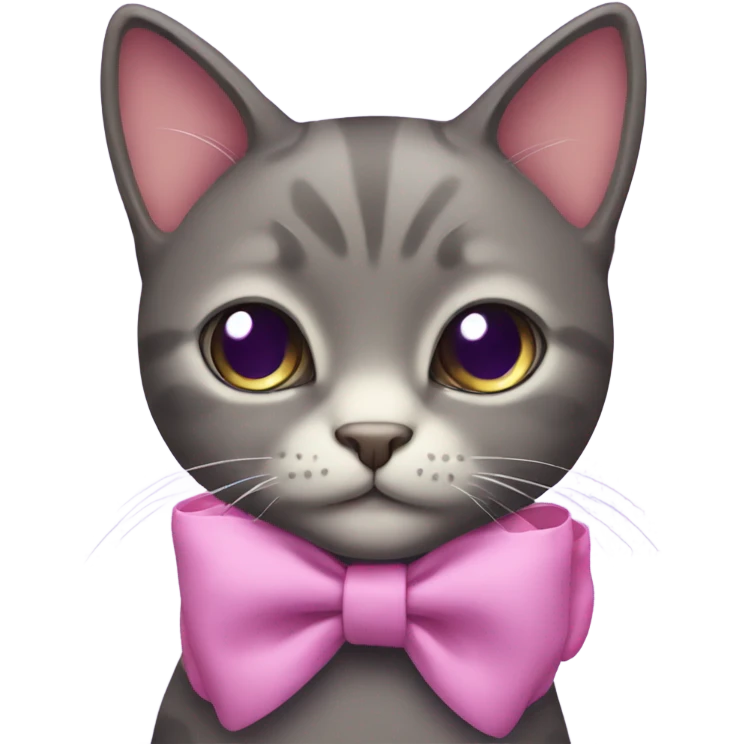 Purple cat with short hair and pink bow emoji