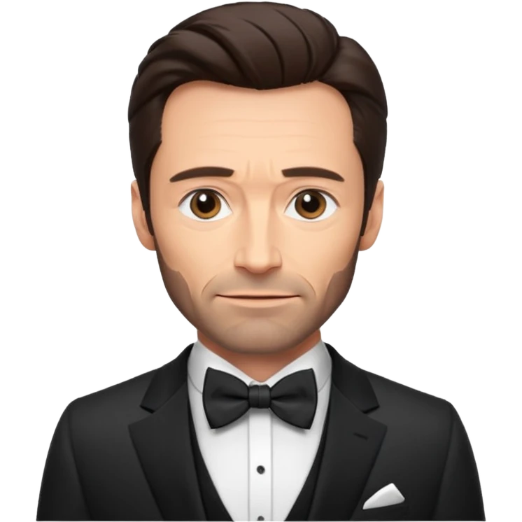 Hugh Jackman with suit with bow tie emoji