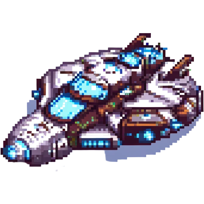 A pixel art style space cruiser with a futuristic look, glowing engines, and a starry background. emoji