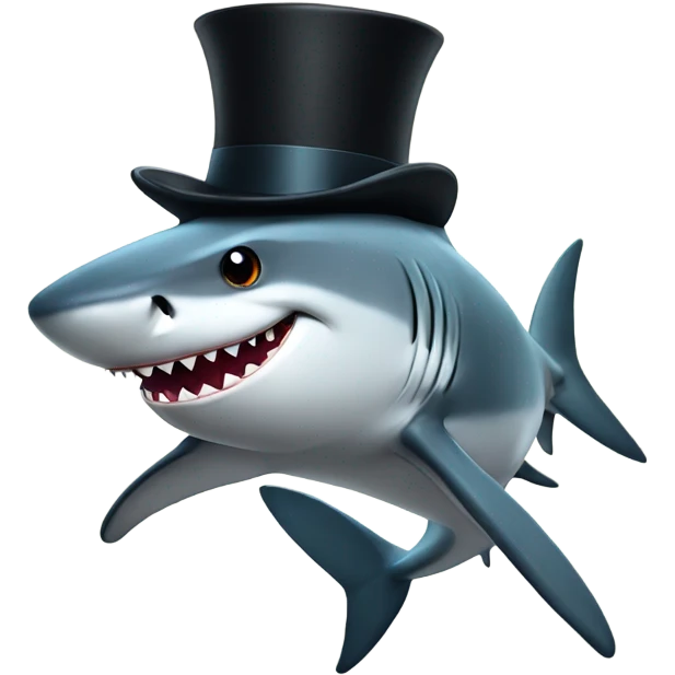 Shark with a top hat emoji