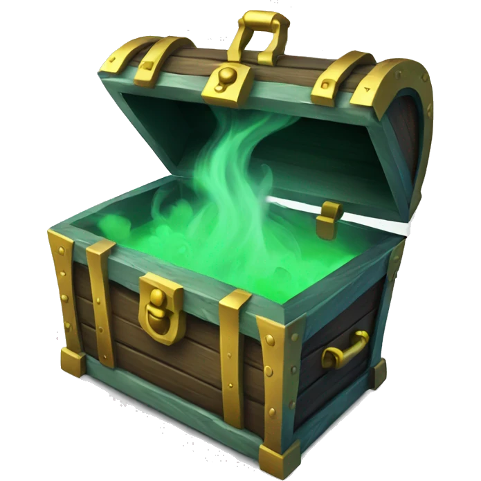 open treasure chest with green smoke coming out emoji