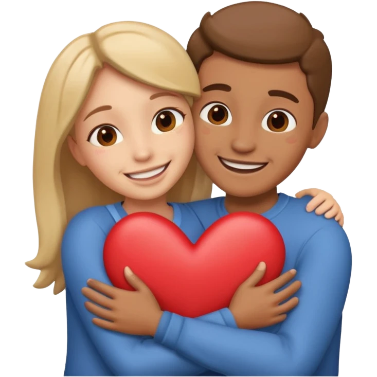 two people hugging with hearts emoji