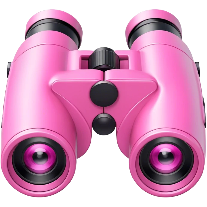 3D robotic binoculars with a pink color, featuring two eyes, viewed from an angled perspective emoji