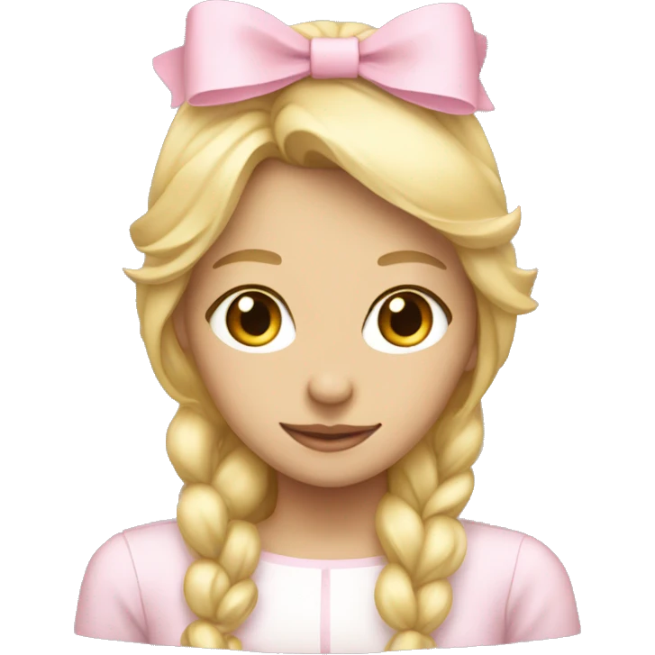 blonde girl from behind with light pink bow emoji