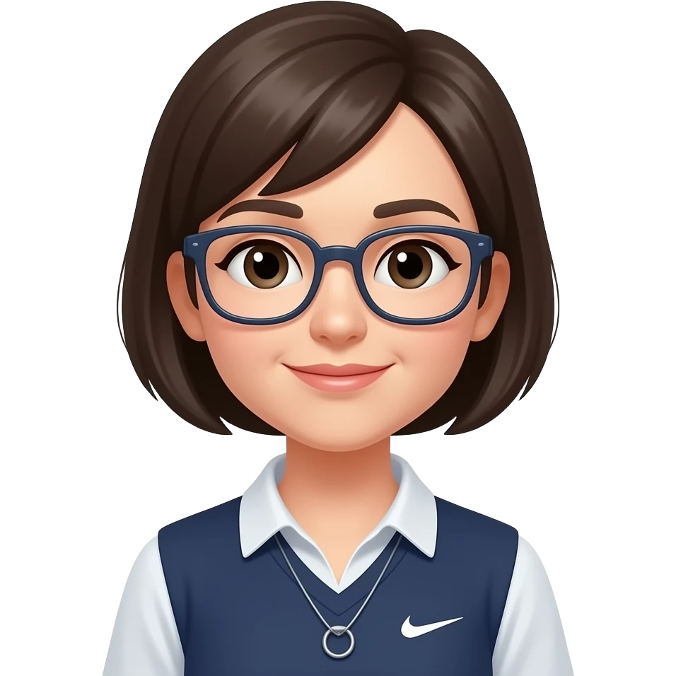 short hair physical education female teacher wear glasses emoji