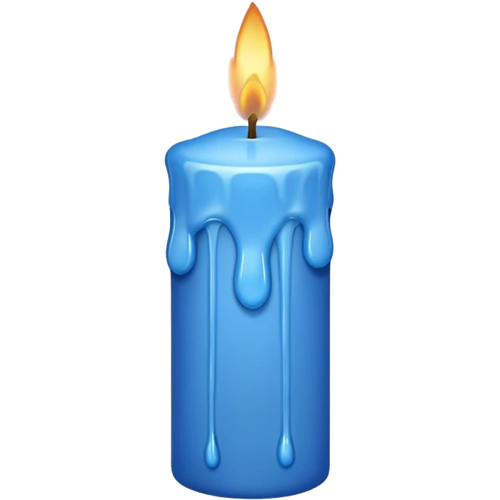 A blue candle at 45 degree angle, wax dripping down emoji