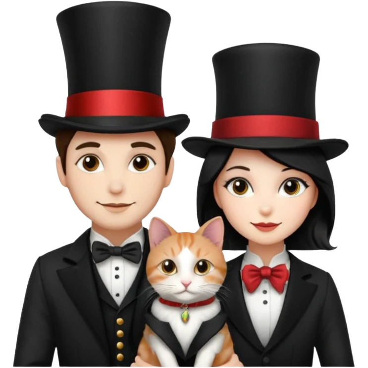 magician couple and their pet cat emoji