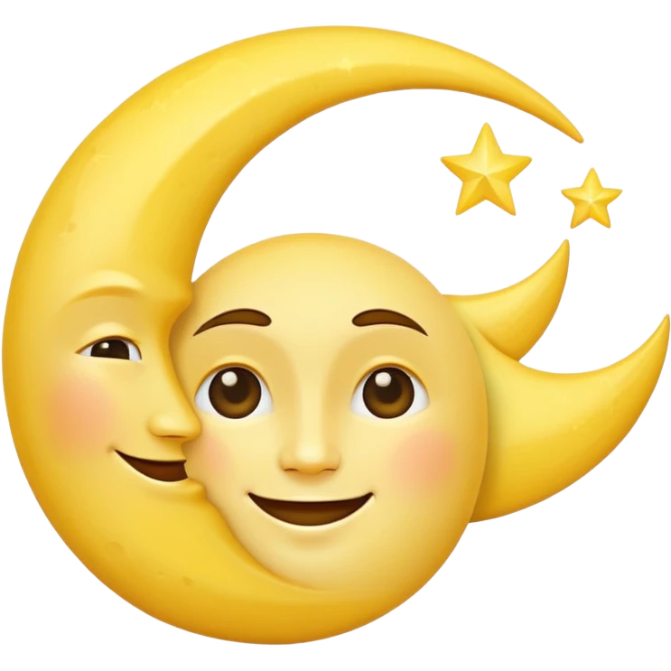 crescent moon with a face emoji