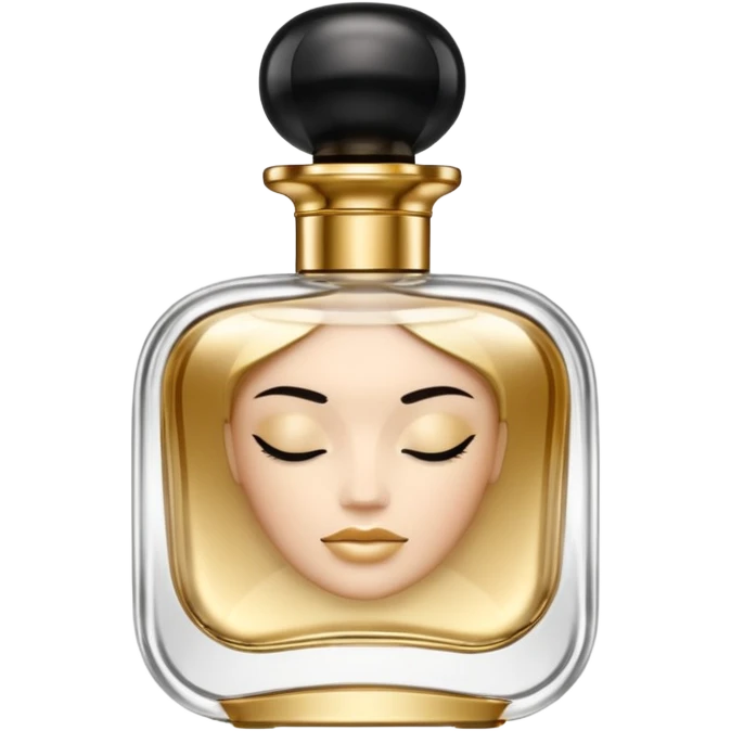 luxury perfume bottle in the style of iOS 18 Memoji, gold accents, glass texture, realistic highlights, premium feel, no text emoji
