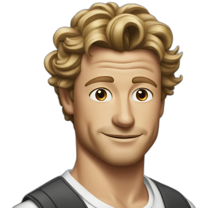 Simon Baker weeding a black girl brown eyes and sblack hair in a bun emoji