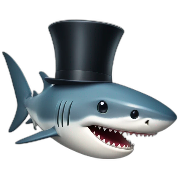 Shark with a top hat emoji