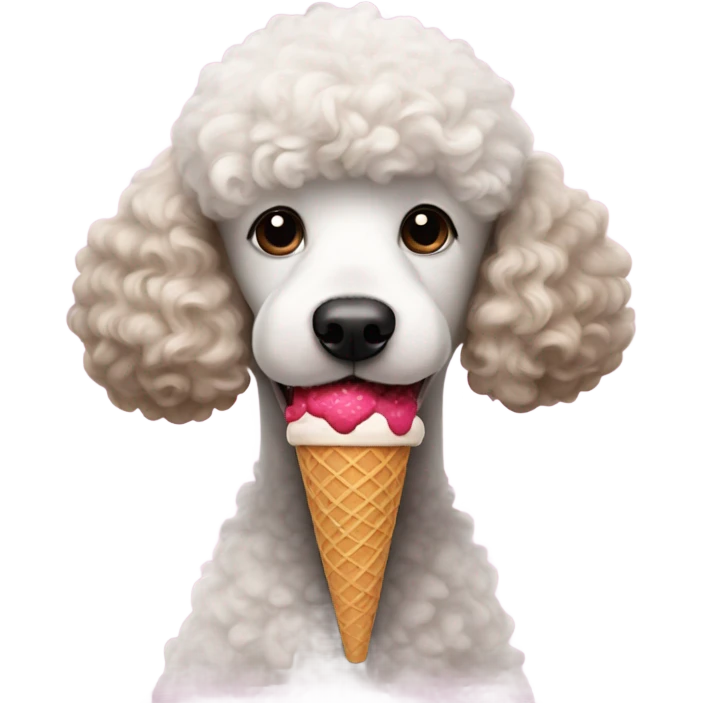 Poodle eating ice cream emoji