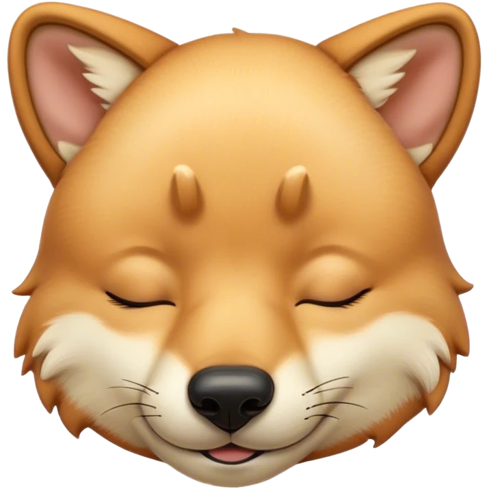 Meme-Worthy Cute Sleeping Dingo Portrait Emoji, Head resting peacefully with a contented smile, showcasing a lean build and a luxuriously soft sandy fur, eyes shut in a serene, restful nap, Simplified yet hilariously adorable features, highly detailed, glowing with a soft, drowsy light, high shine, relaxed and utterly lovable, stylized with an air of playful laziness, bright and heartwarming, soft glowing outline, capturing the essence of a comically sleepy dingo, so meme‐worthy it feels like it could instantly become the next viral sensation of adorable outback slumber! emoji