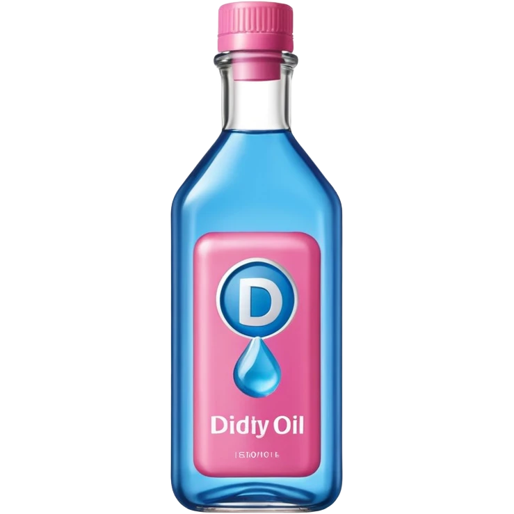 bottle of oil blue top pink outside with logo that says Diddy oil emoji