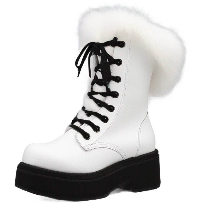 Platform Demonia High boots white fur emoji