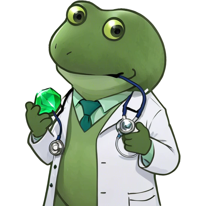 doctor bufo holding a green gem emoji