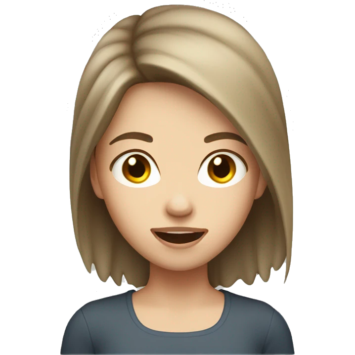 Girl with white skin and brown hair, side profile with mouth open emoji